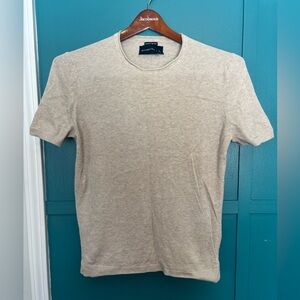 Abercrombie&Fitch Featherweight Tan Short Sleeve Sweater 100%Pima Cotton Size LG